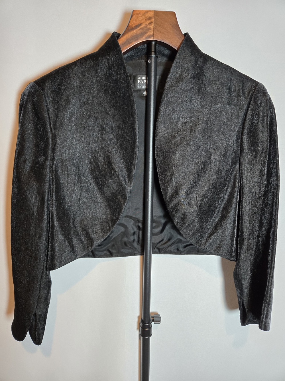 Adrianna Papell Evening Essentials Cropped Bolero Jacket Shrug Black